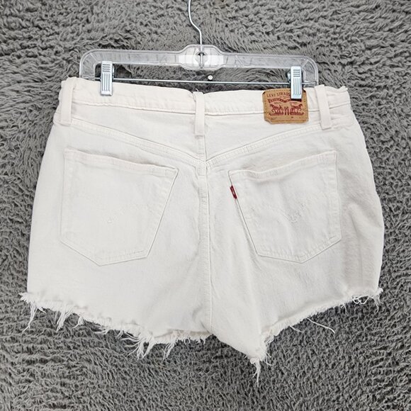 Levi's Pants - Levis Shorts Womens 32 501 White Stretch High Rise Button Fly Denim Jean *GUC*